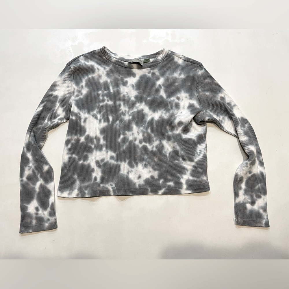 Tie-Dye Saturday Sunday Long-Sleeve Waffle Tee size Small
